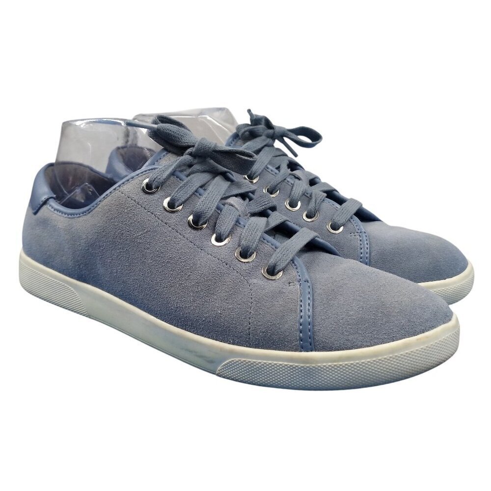 Vionic Brinley Blue Suede Low Top Tennis Shoes Size 8 Comfort Walking Sneakers